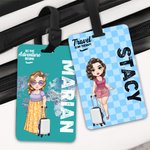 Personalised Cartoon Character  Travel Luggage Tag with Name and Text Travel Accessory Birthday Gift for Family Friends