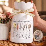 Personlig födelseblomma keramisk vas med 1-10 namn Födelsedag Mors dag present till mor mormor