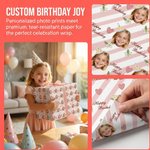 Personalisierte Geburt Blume Kranz Geburtstag Hut gestreiftes Geschenkpapier mit Gesicht Foto Geburtstag Gunst für Familie Freunde