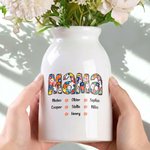 Personlig Retro Floral Title Keramisk blomvas med 1-12 namn Heminredning Födelsedag Mors dag present till mamma mormor kvinna