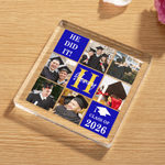 Personalisierte Multi-Color 6 Fotos Quadrat Acryl Plaque mit Namen und Initialen Desktop-Dekor Graduierung Geschenk für Absolvent Freund