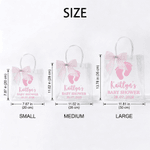 Personalised Cute Baby Feet Pattern Clear Bow Gift Bag with Name and Year Daily Use Baby Shower Gift for Newborns New Parents