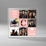 Personalisierte Multi-Color 6 Fotos Quadrat Acryl Plaque mit Namen und Initialen Desktop-Dekor Graduierung Geschenk für Absolvent Freund