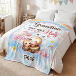 Personalizzato Nonna ti ha mandato un abbraccio Animale carino del cartone animato Coperta morbida con nome Home Decor Compleanno Regalo per la festa della mamma per i bambini