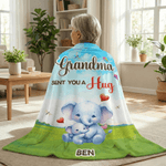 Personalizzato Nonna ti ha mandato un abbraccio Animale carino del cartone animato Coperta morbida con nome Home Decor Compleanno Regalo per la festa della mamma per i bambini