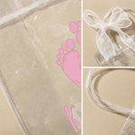 Personalised Cute Baby Feet Pattern Clear Bow Gift Bag with Name and Year Daily Use Baby Shower Gift for Newborns New Parents