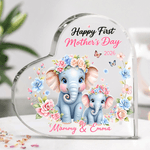 Plaque en acrylique en forme de coeur avec noms et années Cadeau de fête des mères pour maman grand-mère