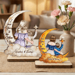 Henkilökohtainen sarjakuvahahmo Moon Star Cloud puinen koriste nimellä Desk Decor Syntymäpäivä Äitienpäivä lahja äidille lapsi