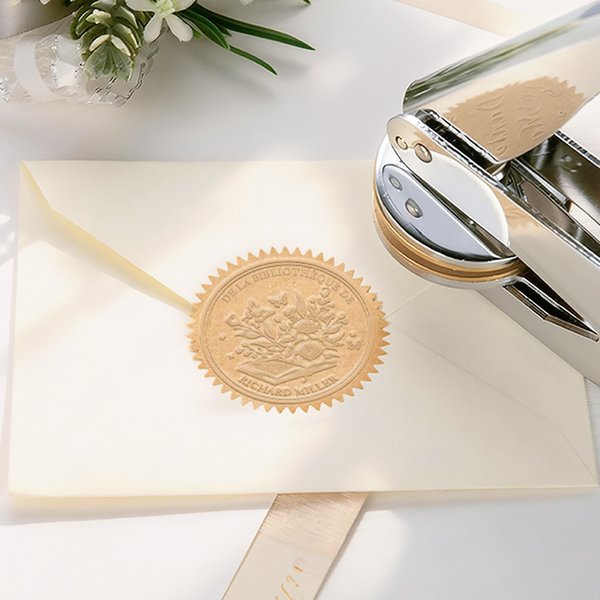 Tampon d'enveloppe personnalisé avec nom et texte - Ex-Libris de style de livre à fleurs - Cadeau anniversaire pour les passionnés de lecture