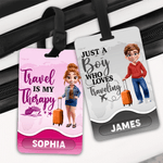 Personlig 3D Cartoon Travel Character Bagagetagg med namn Resetillbehör Födelsedagspresent för familj vänner reseälskare