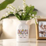 Personlig Retro Floral Title Keramisk blomvas med 1-12 namn Heminredning Födelsedag Mors dag present till mamma mormor kvinna