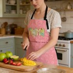 Personalised Multicolor Heart Vegetable Baking Adult Apron with Text and Pockets Daily Cooking Holiday Gift for Mom Grandma
