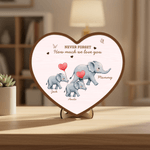 Personalized Never Forget How Much We Love You Elephant Heart Wooden Decoration with Name Mother's Day Birthday Gift for Mom Grandma