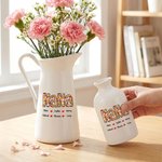 Personlig Retro Floral Title Keramisk blomvas med 1-12 namn Heminredning Födelsedag Mors dag present till mamma mormor kvinna