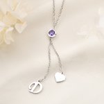 Personalisierte Birthstone Herz Anhänger Halskette zarten Schmuck mit anfänglichen täglichen Verschleiß Geburtstag Geschenk für Mama Freundin