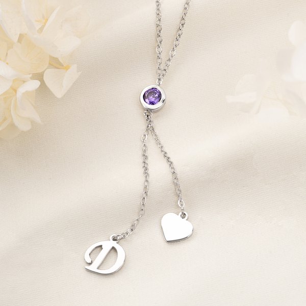 Personalisierte Birthstone Herz Anhänger Halskette zarten Schmuck mit anfänglichen täglichen Verschleiß Geburtstag Geschenk für Mama Freundin