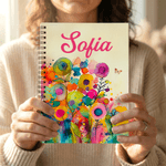 Personalised Watercolor Flower A5 Notebook with Name Daily Use Diary Birthday Gift for Women Friends