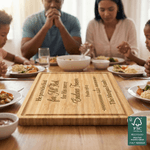 Personalisierte Bibel Verse Kreuz FSC Charcuterie Bambus Schneidebrett mit Namen Housewarming Hochzeit Geschenk für Familie Freunde Christian