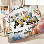 Coperta personalizzata a fiori genitore-figlio orsetto con nappe, con nome e anno, decorazione per la casa, regalo per la festa della mamma, compleanno, anniversario, per le madri, per i bambini.