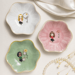 Personalisierte Cartoon-Charakter Geburt Blume Keramik Scalloped Rand Trinket Schmuck Schale mit Namen Muttertag Geburtstag Geschenk für Frauen