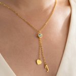 Personalisierte Birthstone Herz Anhänger Halskette zarten Schmuck mit anfänglichen täglichen Verschleiß Geburtstag Geschenk für Mama Freundin