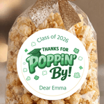 Personalized Thanks for Poppin By Waterproof Stickers with Name Favor Label Graduation Ceremony Party Decor for Graduates