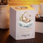 Henkilökohtainen akvarelli Sleeping Bear puinen kynttilä purkki nimi ja päivämäärä Home Decor Memorial lahja menetys vauva perheen