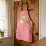 Personalised Multicolor Heart Vegetable Baking Adult Apron with Text and Pockets Daily Cooking Holiday Gift for Mom Grandma