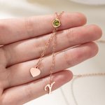 Personalisierte Birthstone Herz Anhänger Halskette zarten Schmuck mit anfänglichen täglichen Verschleiß Geburtstag Geschenk für Mama Freundin