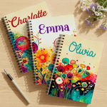 Personalised Watercolor Flower A5 Notebook with Name Daily Use Diary Birthday Gift for Women Friends