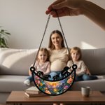 Personalize Elephant Mom and Kids Moon-Shaped Acrylic Suncatcher with Names Window Hanging Home Decor Mother's Day Gift for Mom Grandma