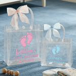 Sac à nœuds transparent avec nom et année Cadeau de douche de bébé pour les nouveaux parents