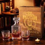 Personalized Lion Cross Man of God Square Whiskey Decanter with Name Birthday Anniversary Gift for Whiskey Lover