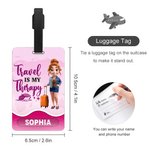 Personlig 3D Cartoon Travel Character Bagagetagg med namn Resetillbehör Födelsedagspresent för familj vänner reseälskare