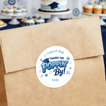 Personalized Thanks for Poppin By Waterproof Stickers with Name Favor Label Graduation Ceremony Party Decor for Graduates