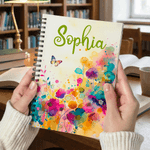 Personalised Watercolor Flower A5 Notebook with Name Daily Use Diary Birthday Gift for Women Friends