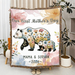 Coperta personalizzata a fiori genitore-figlio orsetto con nappe, con nome e anno, decorazione per la casa, regalo per la festa della mamma, compleanno, anniversario, per le madri, per i bambini.