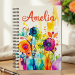 Personalised Watercolor Flower A5 Notebook with Name Daily Use Diary Birthday Gift for Women Friends