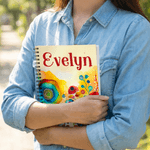 Personalised Watercolor Flower A5 Notebook with Name Daily Use Diary Birthday Gift for Women Friends
