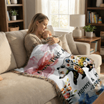 Coperta personalizzata a fiori genitore-figlio orsetto con nappe, con nome e anno, decorazione per la casa, regalo per la festa della mamma, compleanno, anniversario, per le madri, per i bambini.