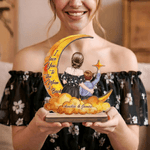 Henkilökohtainen sarjakuvahahmo Moon Star Cloud puinen koriste nimellä Desk Decor Syntymäpäivä Äitienpäivä lahja äidille lapsi
