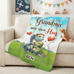 Personalizzato Nonna ti ha mandato un abbraccio Animale carino del cartone animato Coperta morbida con nome Home Decor Compleanno Regalo per la festa della mamma per i bambini