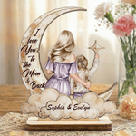 Personalized Cartoon Character Moon Star Cloud Wooden Ornament with Name Desk Decor Birthday Mother's Day Gift for Mom Kid