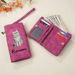 Personalized Dog Cat Pet Photo PU Leather Wristlet Wallet with Name and Multiple Card Slots Birthday Anniversary Gift for Pet Lovers Owners