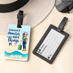 Personlig 3D Cartoon Travel Character Bagagetagg med namn Resetillbehör Födelsedagspresent för familj vänner reseälskare