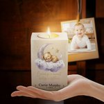 Henkilökohtainen akvarelli Sleeping Bear puinen kynttilä purkki nimi ja päivämäärä Home Decor Memorial lahja menetys vauva perheen