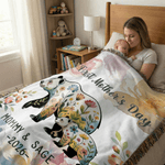 Coperta personalizzata a fiori genitore-figlio orsetto con nappe, con nome e anno, decorazione per la casa, regalo per la festa della mamma, compleanno, anniversario, per le madri, per i bambini.