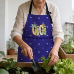 Personalised Multicolor Heart Vegetable Baking Adult Apron with Text and Pockets Daily Cooking Holiday Gift for Mom Grandma