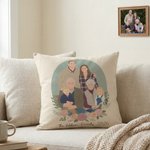 Personalizzato Multi-Color stile piatto foto di gruppo morbido cuscino di copertura con testo in basso Home Decor Regalo per la festa della mamma nonna