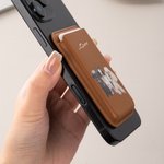 Gepersonaliseerde olieverfschilderij stijl huisdier foto PU lederen iPhone MagSafe kaarthouder met naam Dagelijks gebruik Verjaardagscadeau voor huisdierliefhebber